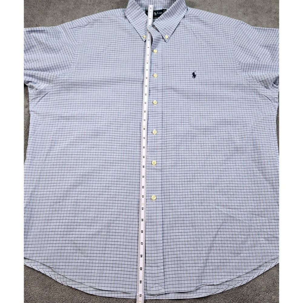 Ralph Lauren Button Down Mens 17.5 34/35 Blue Check Excellent Custom Fit Cotton - Picture 8 of 16
